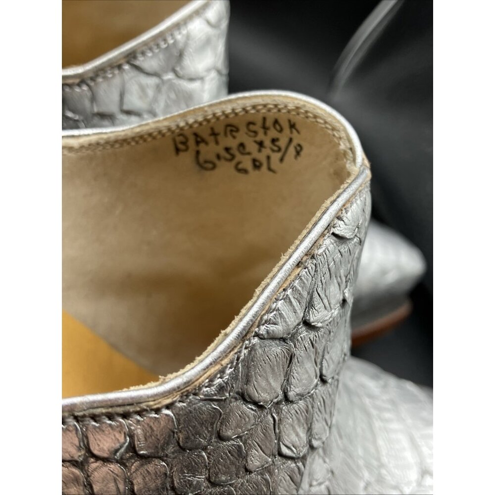 $1k  6.5 C Wide back At The Ranch Metallic Silver Cowgirl Mules Boots Santa Fe - Picture 7 of 8